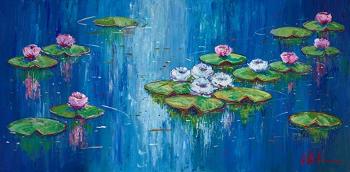 Almohadilla de lirio II by Villalba - Original Painting on Box Canvas